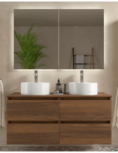 Mueble de baño suspendido de 120 cm nogal