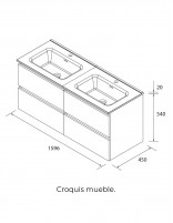 Mueble baño suspendido 160 mueble