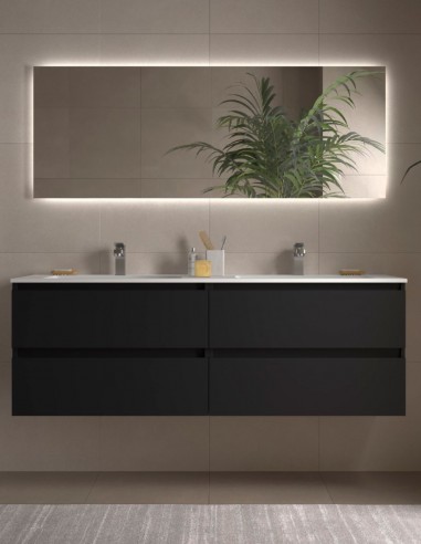 Mueble baño suspendido 160 negro mate