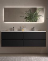 Mueble baño suspendido 160 negro mate
