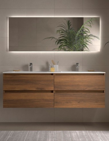 Mueble baño suspendido 160 nogal