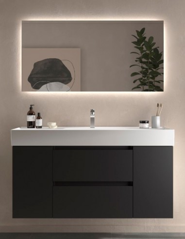 Mueble baño 120 cm. 2 puertas + 2 cajones negro mate
