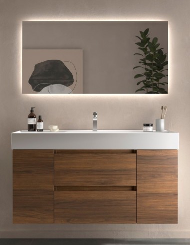 Mueble baño 120 cm. 2 puertas + 2 cajones nogal