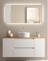 Mueble baño sobre encimera 120 cm. 2 puertas + 2 cajones blanco mate