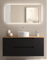 Mueble baño sobre encimera 120 cm. 2 puertas + 2 cajones negro mate