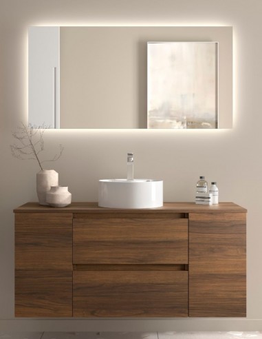 Mueble baño sobre encimera 120 cm. 2 puertas + 2 cajones nogal