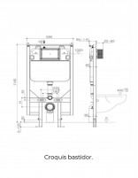 WC colgado pared redondo croquis cisterna empotrada