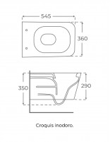 WC colgado pared cuadrado croquis