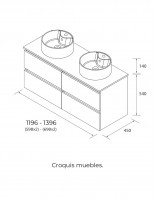Mueble de baño suspendido de 120 croquis