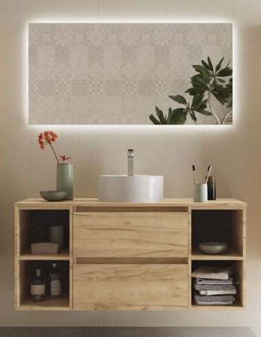 Mueble baño 120 cm. 2 cajones + 2 huecos con sobre encimera