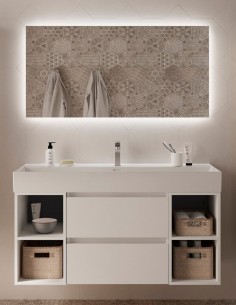 Mueble baño 120 cm. Blanco 2 cajones + 2 huecos modelo Bequia de Salgar sobre encimera 2