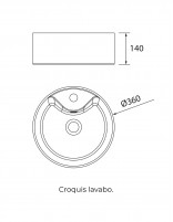 Mueble baño 120 cm. 2 cajones + 2 huecos croquis lavabo sobre encimera