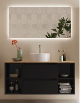 Mueble baño 120 cm. negro 2 cajones + 2 huecos modelo Bequia de Salgar sobre encimera