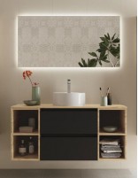 Mueble baño 120 cm. negro 2 cajones + 2 huecos negro roble