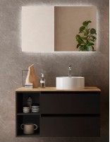 Mueble baño 2 cajones + 2 huecos Negro modelo Bequia de Salgar