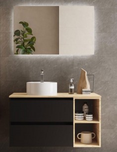 Mueble baño 2 cajones + 2 huecos Negro - BEQUIA de Salgar 2