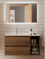 Mueble baño 2 cajones + 2 huecos Nogal modelo Bequia de Salgar