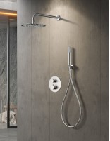 Conjunto de ducha termostático empotrado níquel modelo Monza ambiente