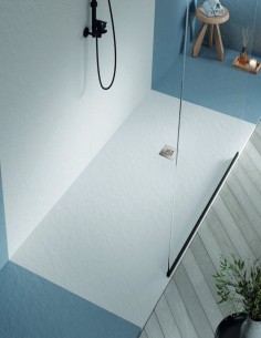 Plato de ducha Acquabella SLATE modelo con rejilla acero inoxidable