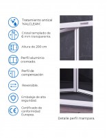 Mampara de ducha blanca detalles
