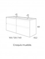 Avila Dos Carmen mueble de baño con 4 cajones croquis