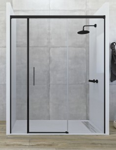 Mampara negra de ducha 2 fijos y 1 corredera - frontal CENTAURO de Seviban