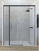 Mampara negra de ducha 2 fijos y 1 corredera - frontal CENTAURO de Seviban