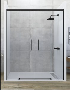 Mampara negra ducha sin perfil inferior modelo Galaxia