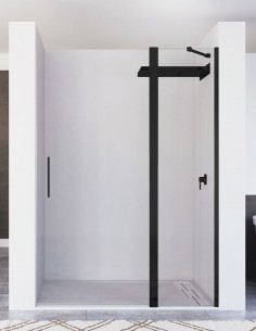 Mampara negra ducha fijo abatible - frontal KARIMA de Seviban