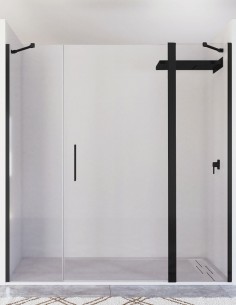Mampara negra de ducha con puerta abatible modelo Nyla de Seviban