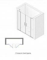 Mampara 2 puertas abatibles + 2 fijos croquis