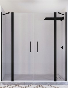 Mampara negra 2 puertas abatibles - 2 fijos SALMA de Seviban