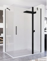 Mampara negra ducha lateral fijo + abatible NORA de Seviban