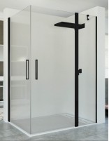 Mampara negra ducha frontal fijo y puerta abatible + lateral puerta abatible SAFA de Seviban