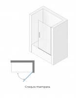 Mampara bañera abatible - 1 hoja croquis
