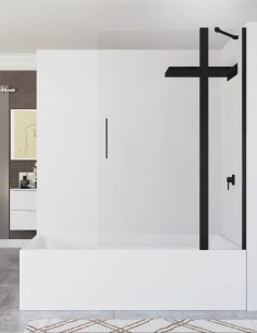 Mampara negra 1 hoja abatible + fijo para bañera ORA de Seviban