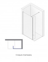 Mampara 2 hojas - cristal fijo croquis