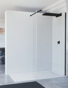 Mampara negra 2 hojas - cristal fijas BAMBÚ de Seviban