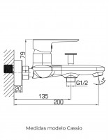Grifo clásico para bañera modelo Cassio de GME medidas