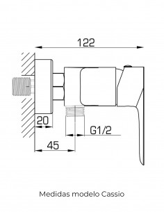 Grifo blanco clásico para ducha modelo Cassio de GME 2