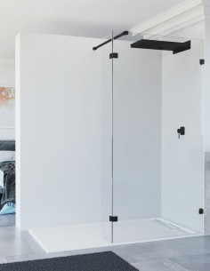 Mampara negra dos hojas - cristal fijas VETUS de Seviban