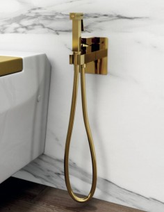 Grifería cuadrada de bidé oro cepillado empotrado a pared - Orion de GME