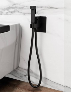 Grifo cuadrado para bidé negro mate empotrado a pared - Orion de GME