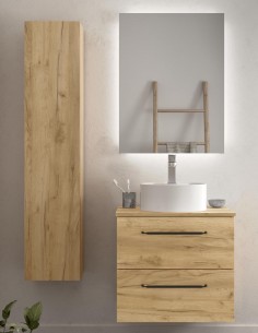 Mueble madera sobre encimera modelo MORAI con tiradores negros de Salgar 2