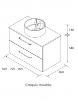 Mueble madera sobre encimera croquis