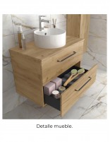 Mueble madera sobre encimera detalle