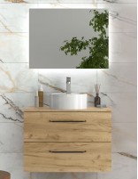 Mueble madera sobre encimera modelo MORAI con tiradores negros de Salgar