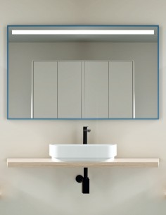 Espejo baño LED arenado con marco modelo LINE de Manillons Torrent