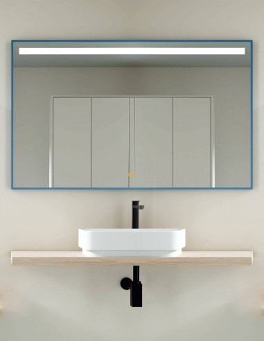 Espejo baño LED arenado con marco y antivaho modelo LINE Plus de Manillons Torrent