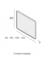 Espejo rectangular con marco LED y antivaho croquis